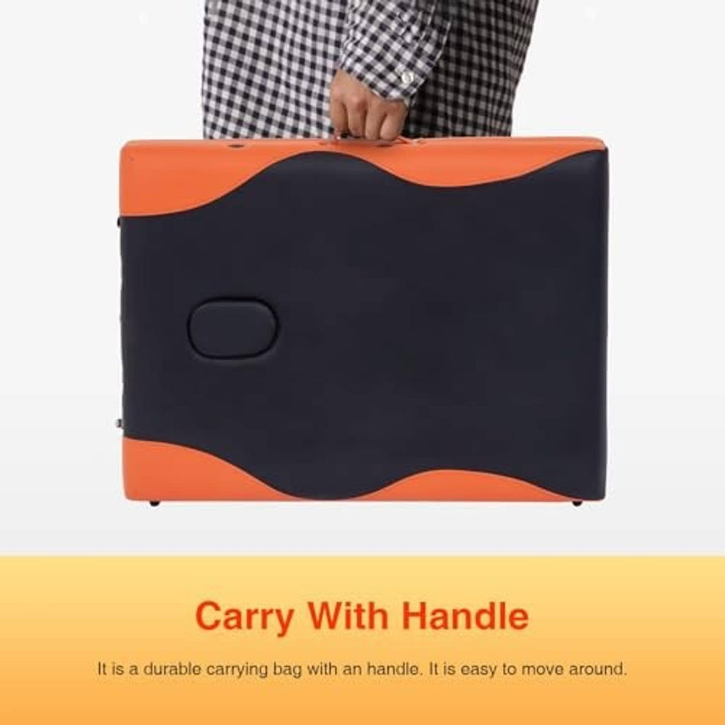 Orange and black non-woven carrying bag with handle for adjustable massage table