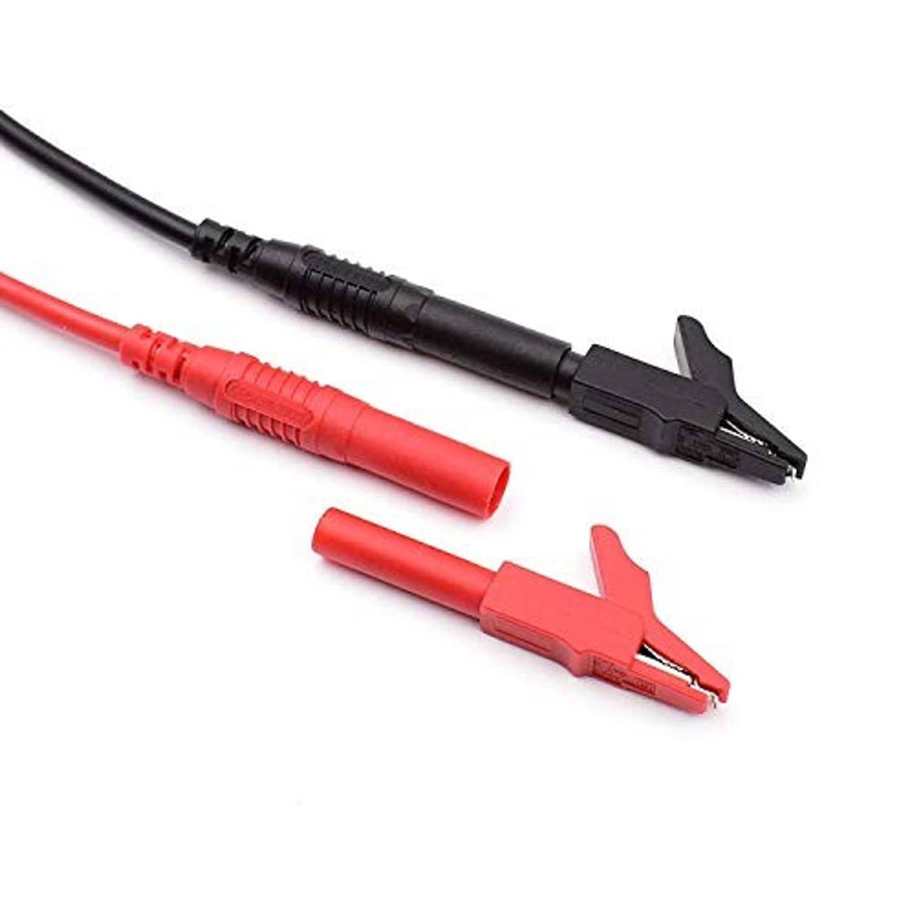 Flexible test lead pair with red and black heat-shrink and needle tips