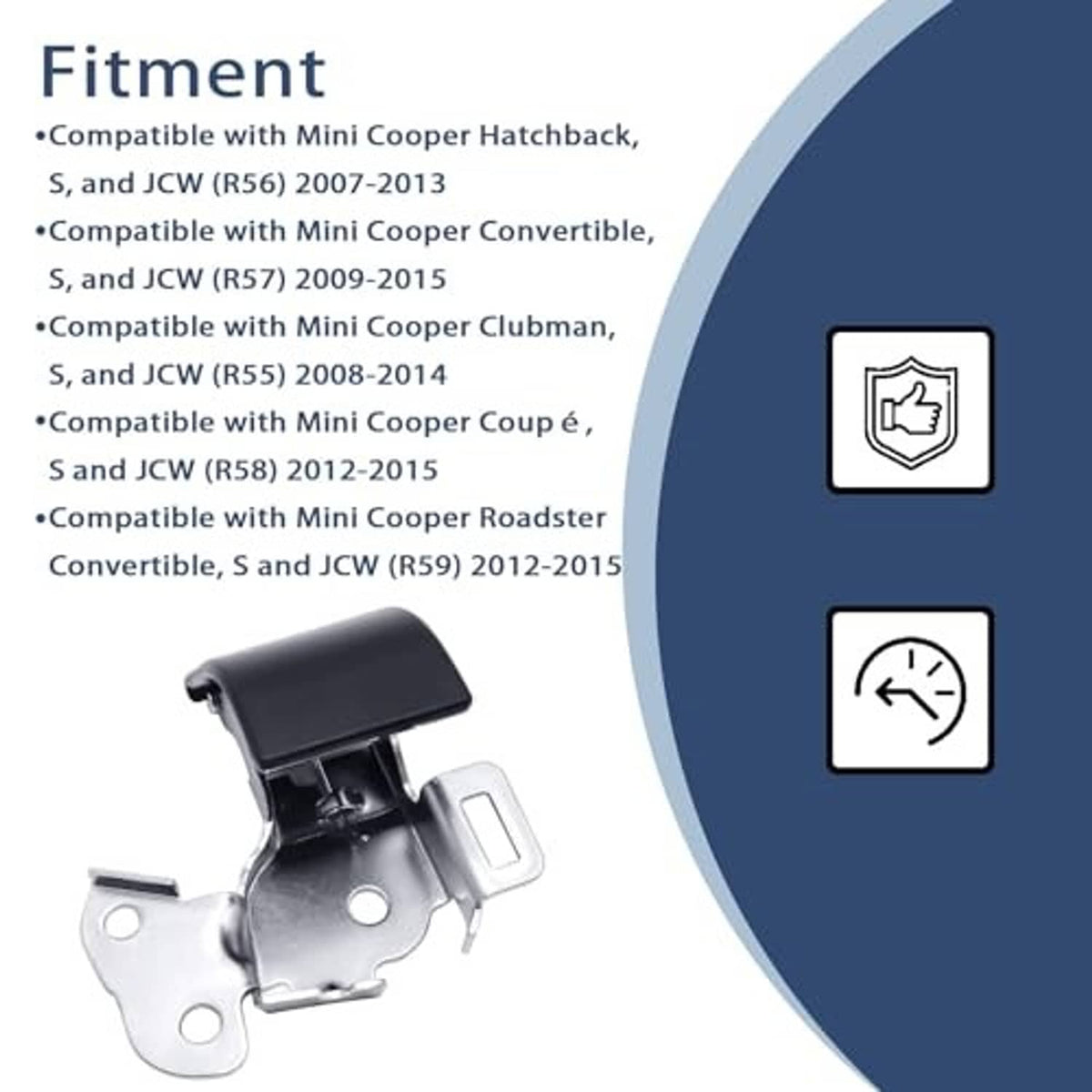 Hood latch lock actuator release handle with black cap and silver mounting bracket
