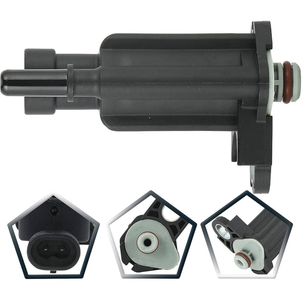 Black canister purge solenoid valve with white connector port and red seal