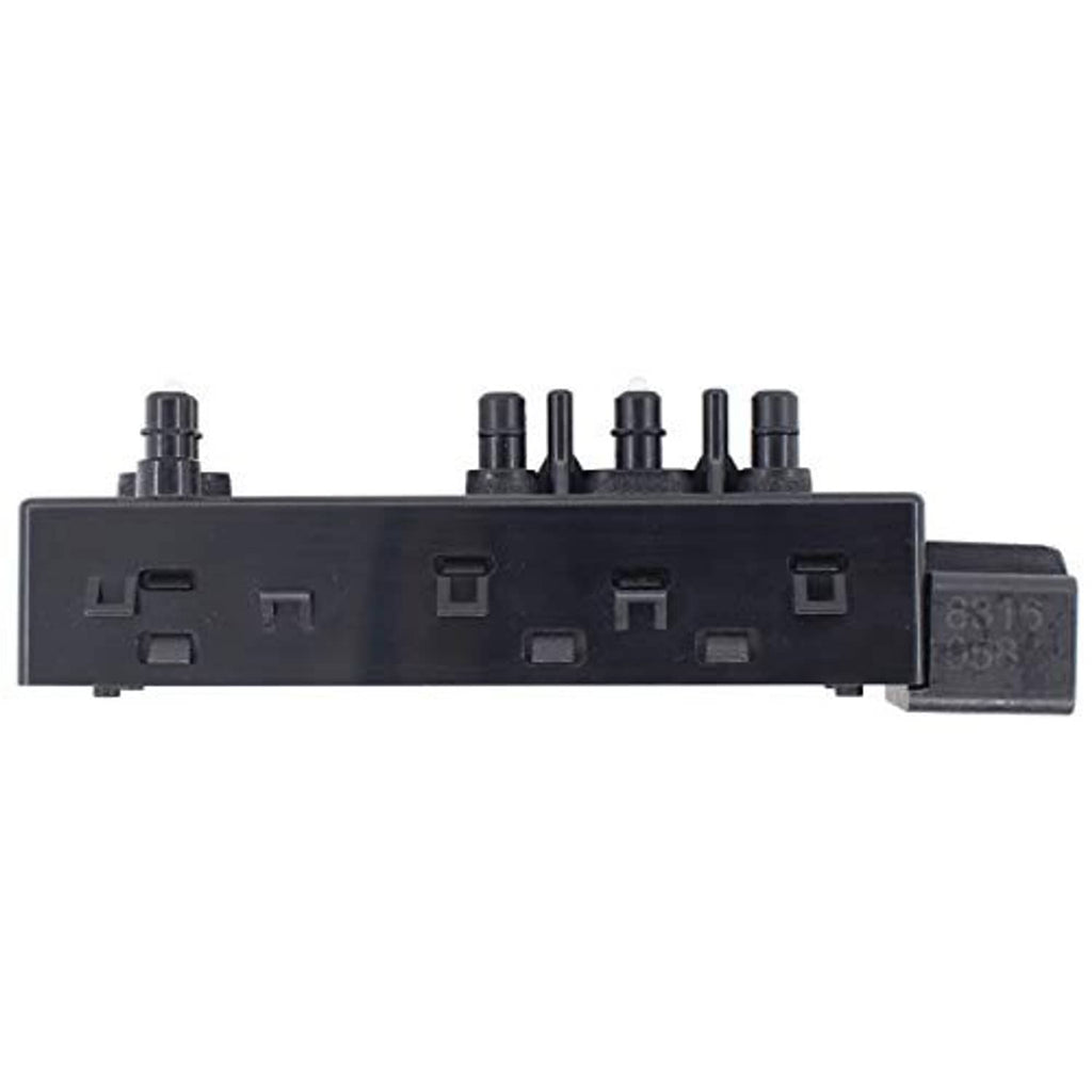 Power seat switch control module with side port openings and molded housing