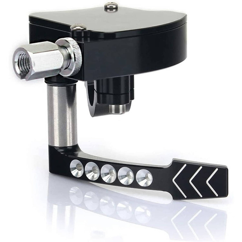 Billet thumb throttle with black lever, silver mounts, and crystal-look button strip
