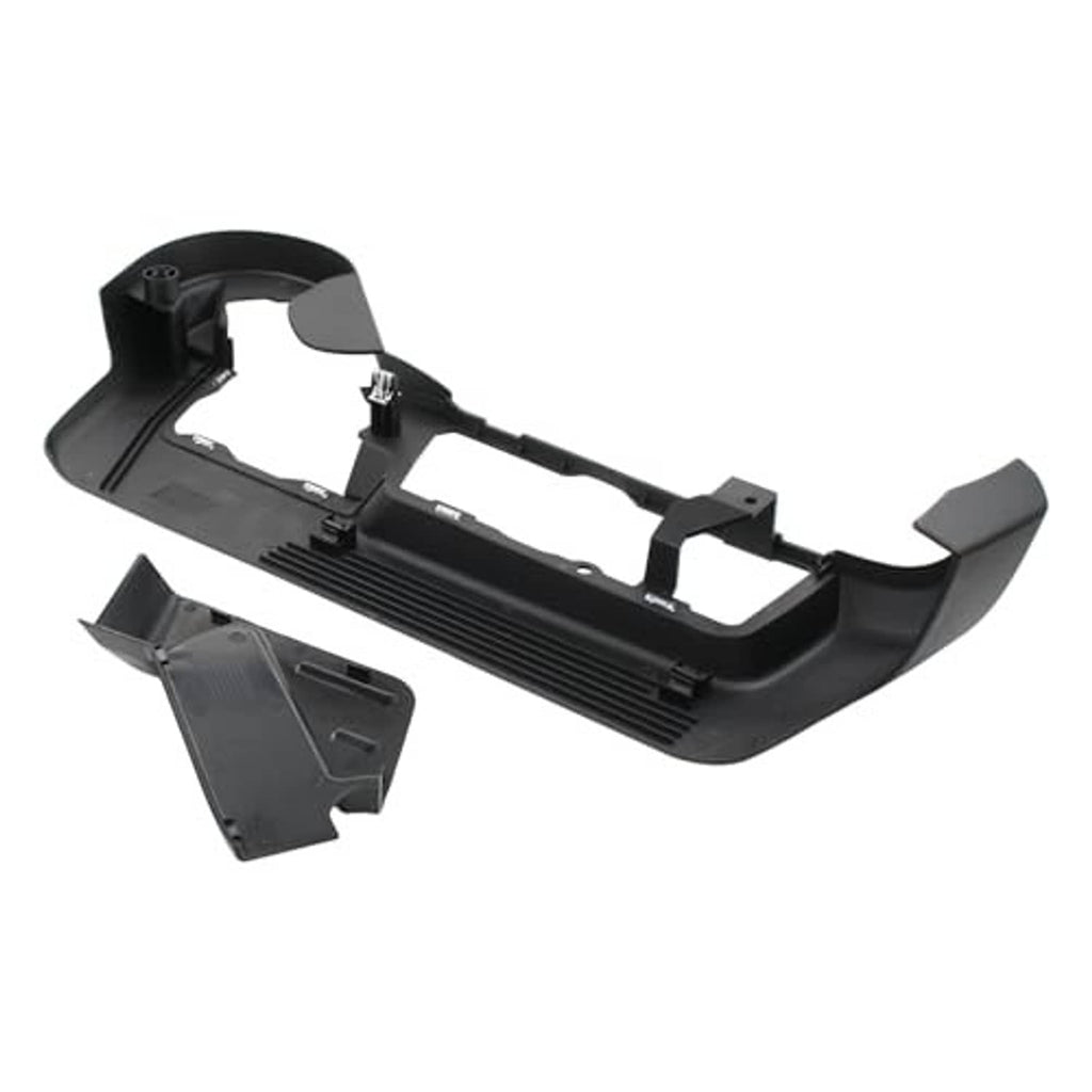 Black front driver seat side trim panel bezel cover with underside ridges and mounting points