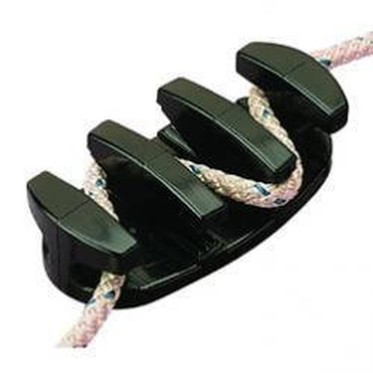 Black zigzag cleat with rope looped through the cleat teeth