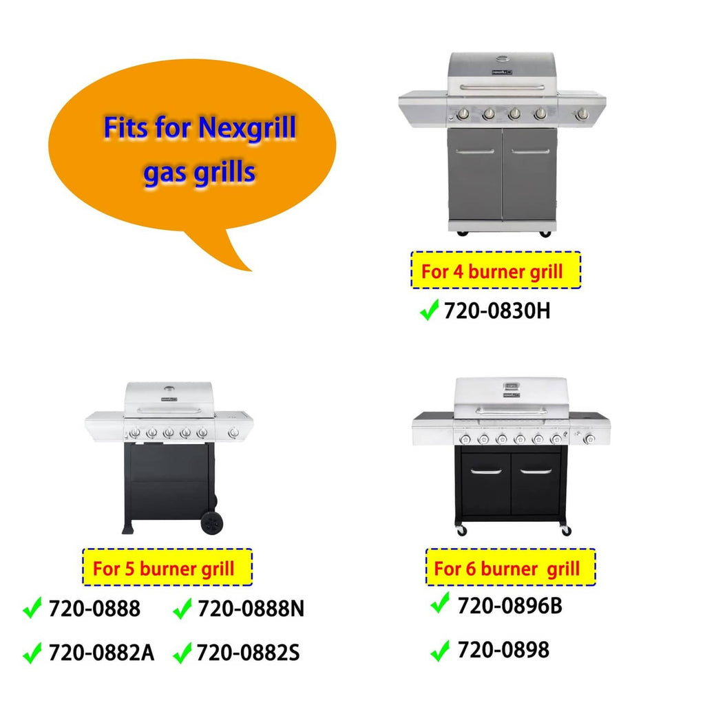 Nexgrill gas grill shown with installed burner set for four burners