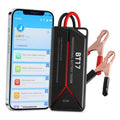 12V–24V battery tester with BT17 unit, red/black cables and clip clamps