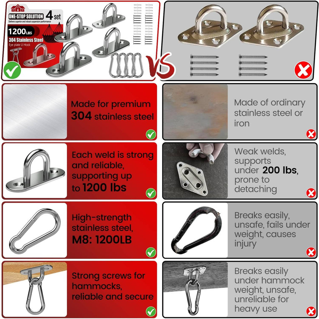 Stainless steel pad eye hooks and snap hooks for heavy-duty use