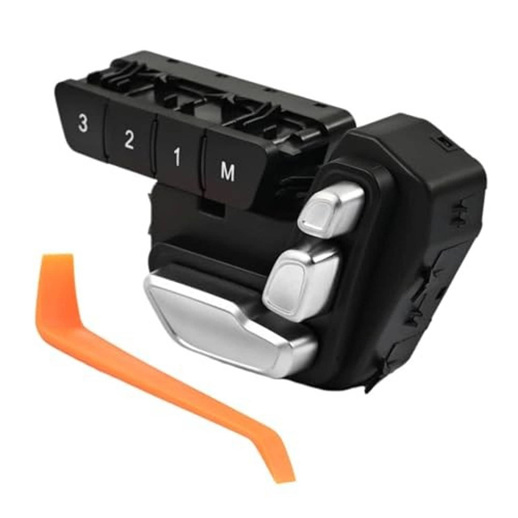 Power seat adjust control switch with black selector row 3, 2, 1, M and silver buttons