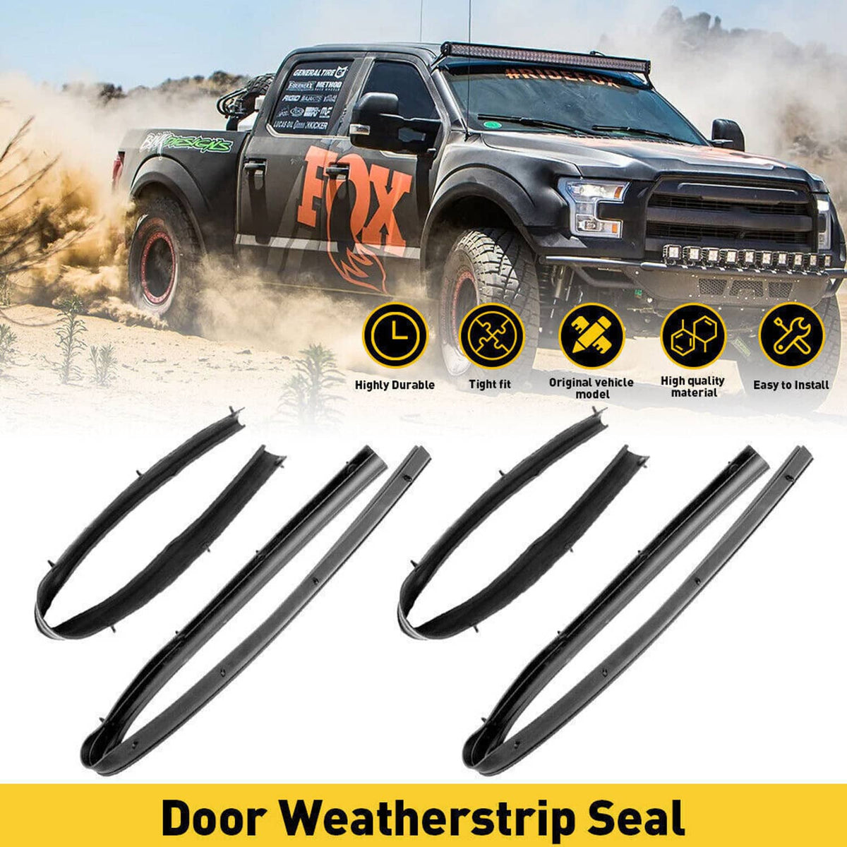 Black door weatherstrip seal set with multiple curved strips for door openings