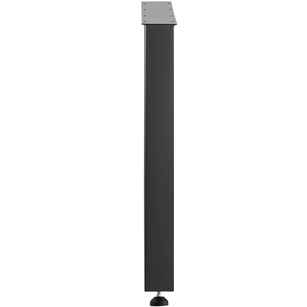 Single black metal table leg frame section with bolt plate top and rubber foot