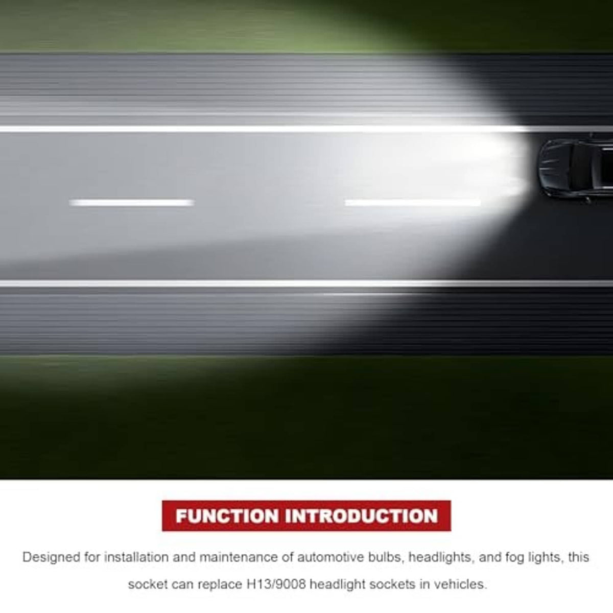 Car headlight beam illustration showing bright front lighting