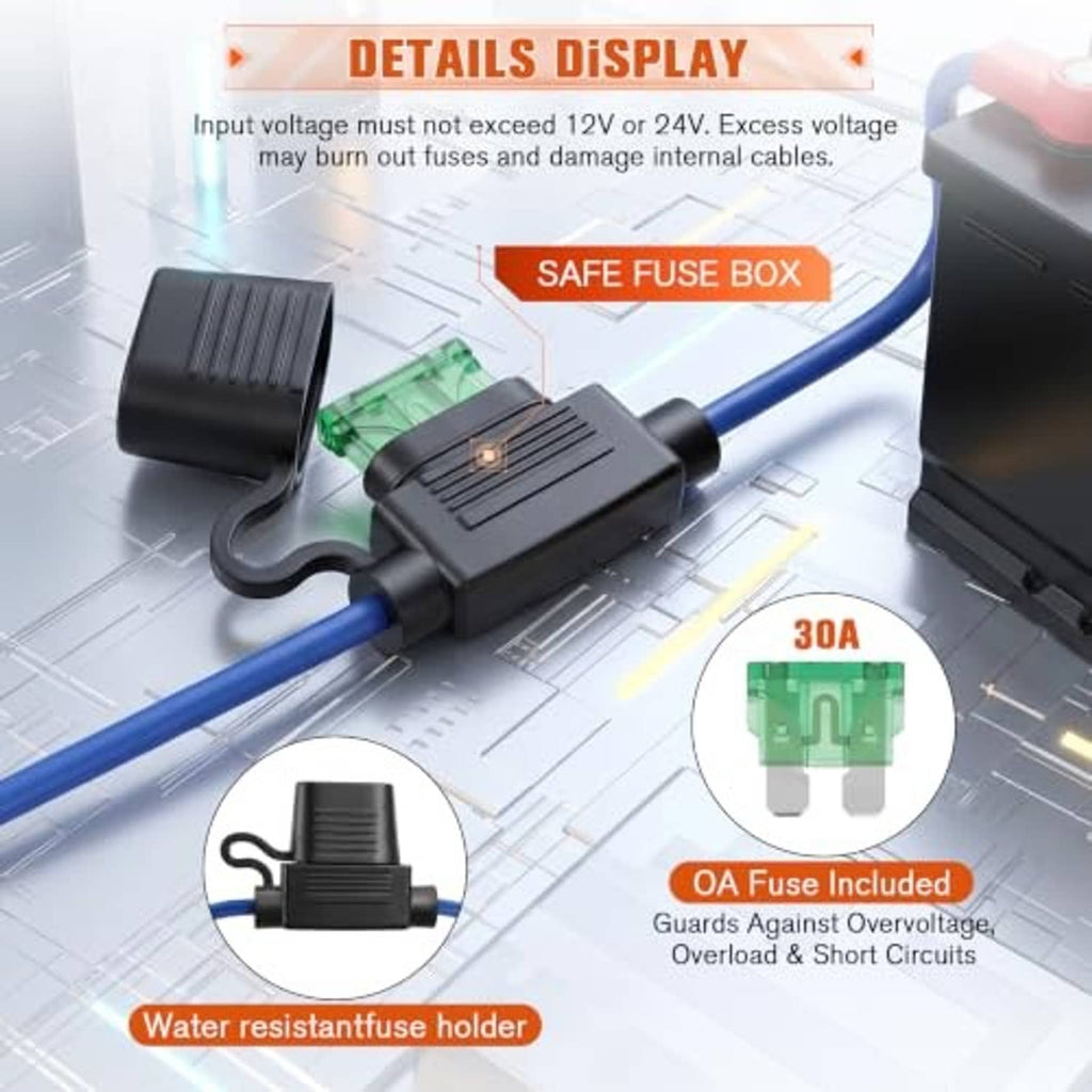 Radiator fan controller safe fuse holder with 30A fuse and waterproof design
