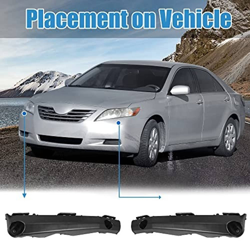 Two black front bumper retainer brackets positioned under a vehicle front