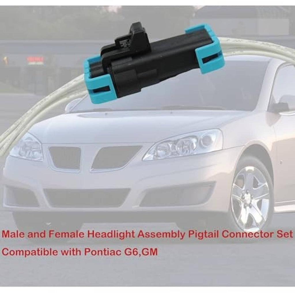 Headlight connector pigtail set with male and female plugs attached to wiring