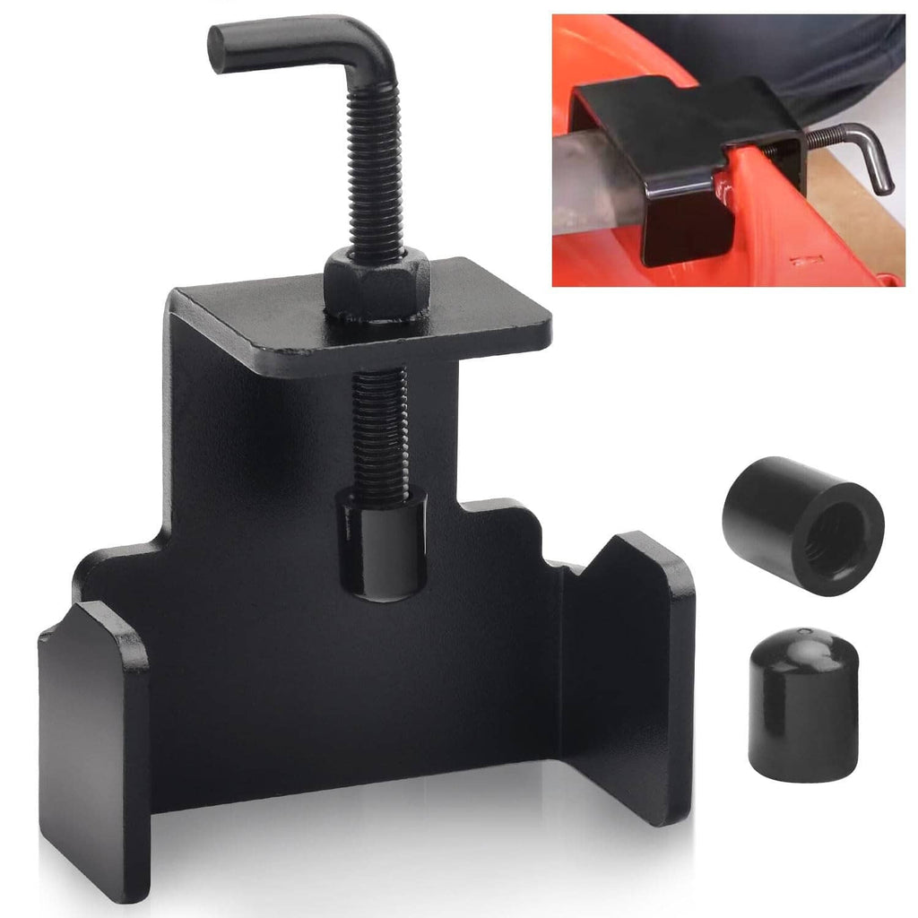 Universal mower blade removal tool, black clamp with threaded screw handle