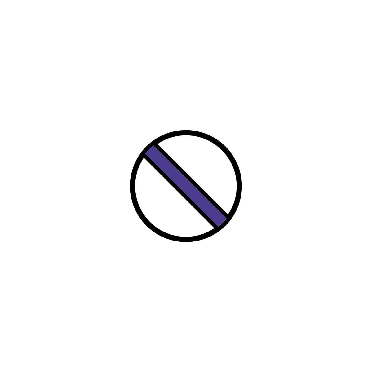 Do-not-use symbol with a crossed purple bar inside a circle