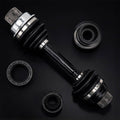 Front differential drive shaft coupler kit with two black boots and metal spline ends.