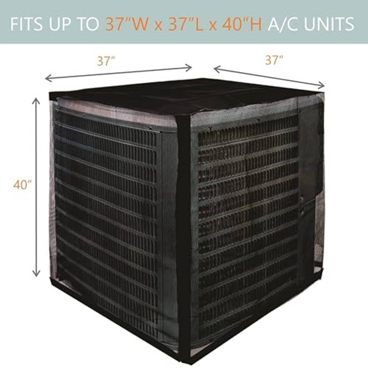Square outdoor AC cover with black top and mesh panels