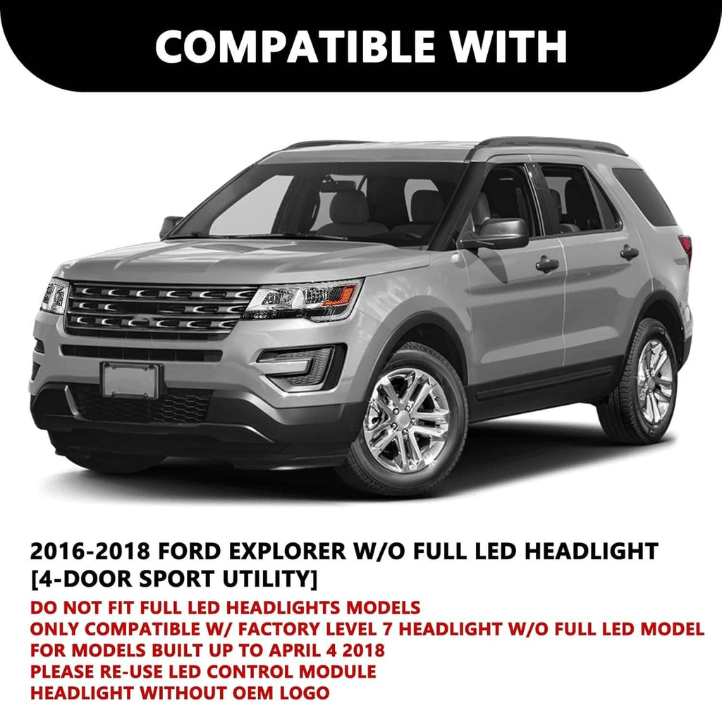 White SUV front with compatible headlight assemblies, left and right