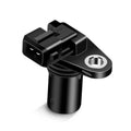 Camshaft position sensor in black with silver mounting ring and connector plug