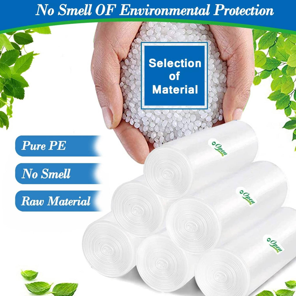 Clear PE trash bag liners with rolled bags for 1.2-gallon bins