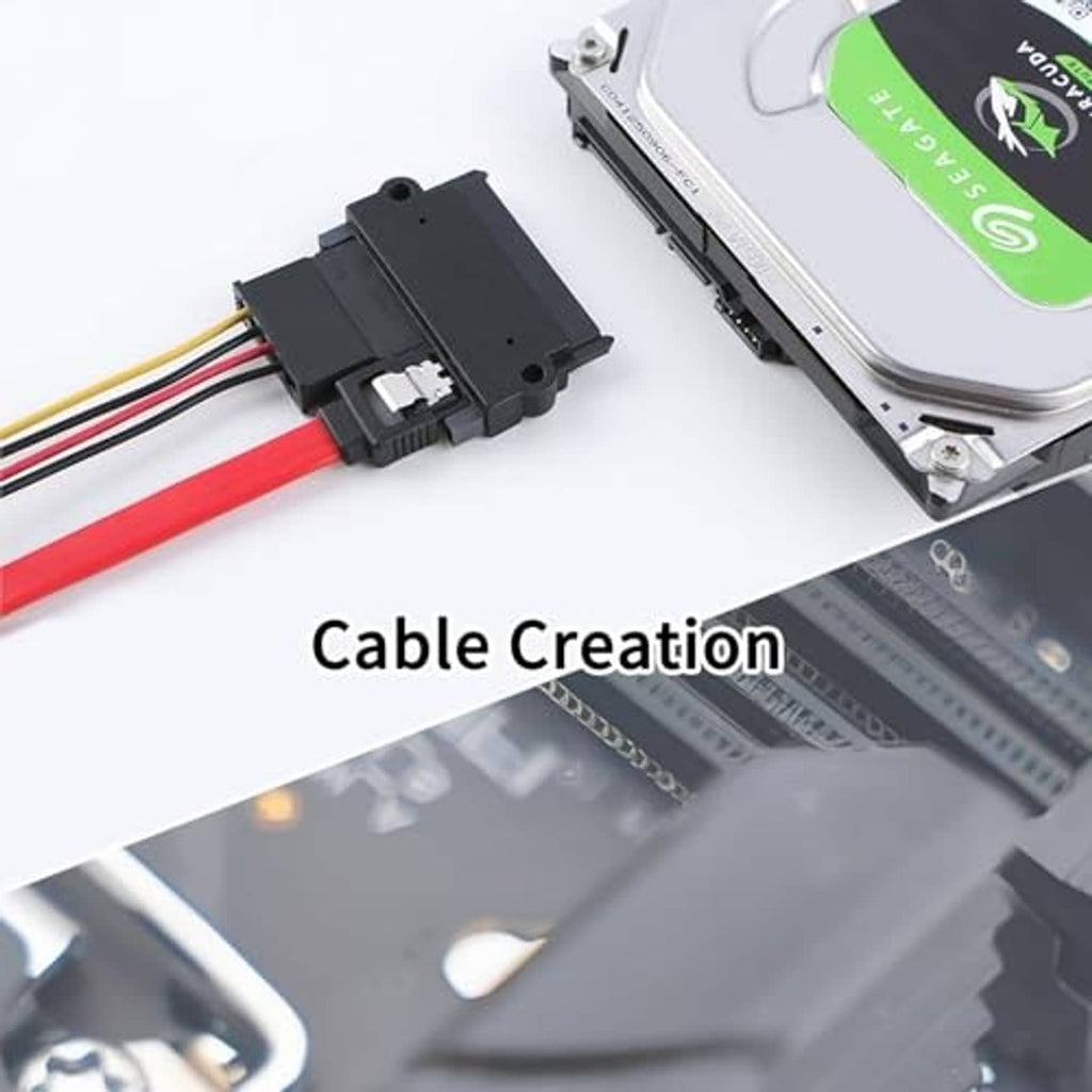 SATA HDD adapter with red cable connected to a 2.5-inch drive connector