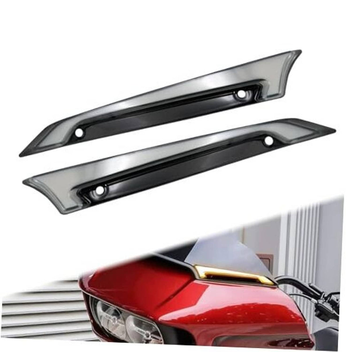 LED windshield trim light bar pair with black housing and gray lens