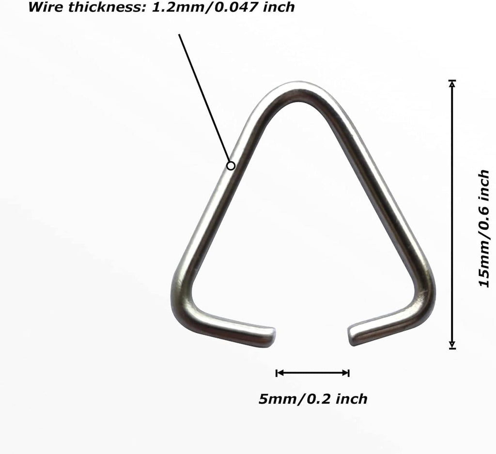 Single dark silver triangle open jump ring, 15mm size, 1.2mm wire, pinch bail
