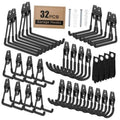 Black heavy-duty garage wall hooks set with U-shaped hangers and mounting plates