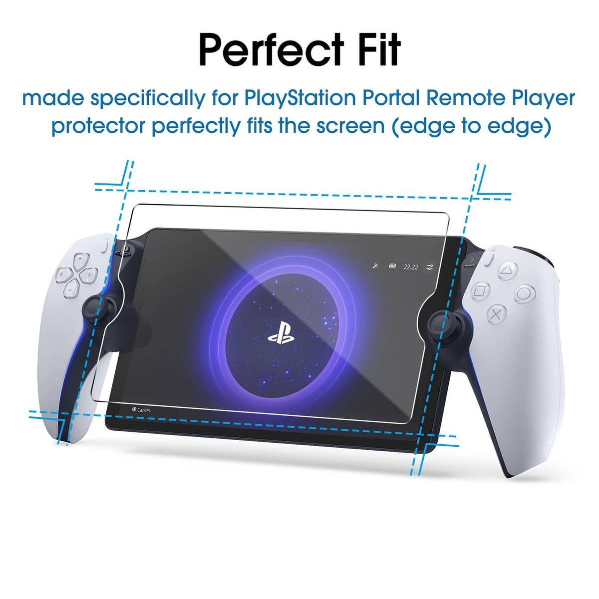 Tempered glass screen protector for PlayStation Portal Remote Player, edge-to-edge fit