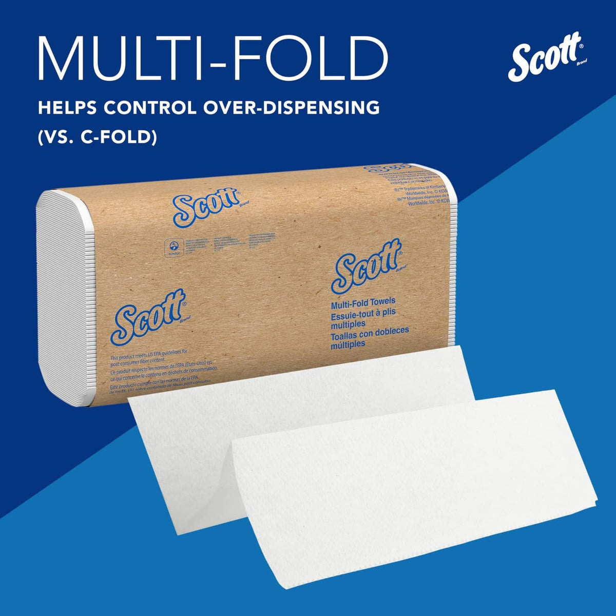 Multi-fold paper towel roll with white sheet stack