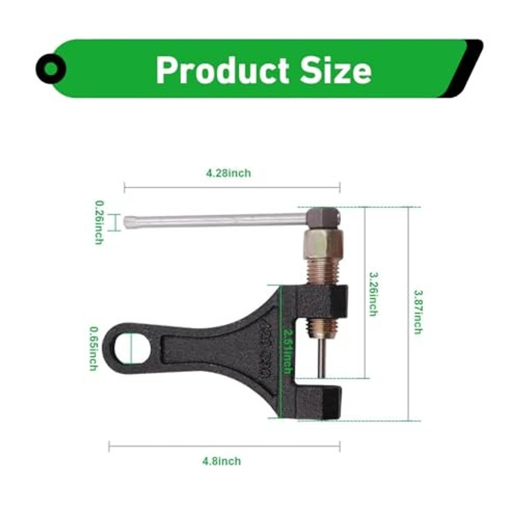 Chain breaker tool size diagram showing dimensions and oval mounting hole