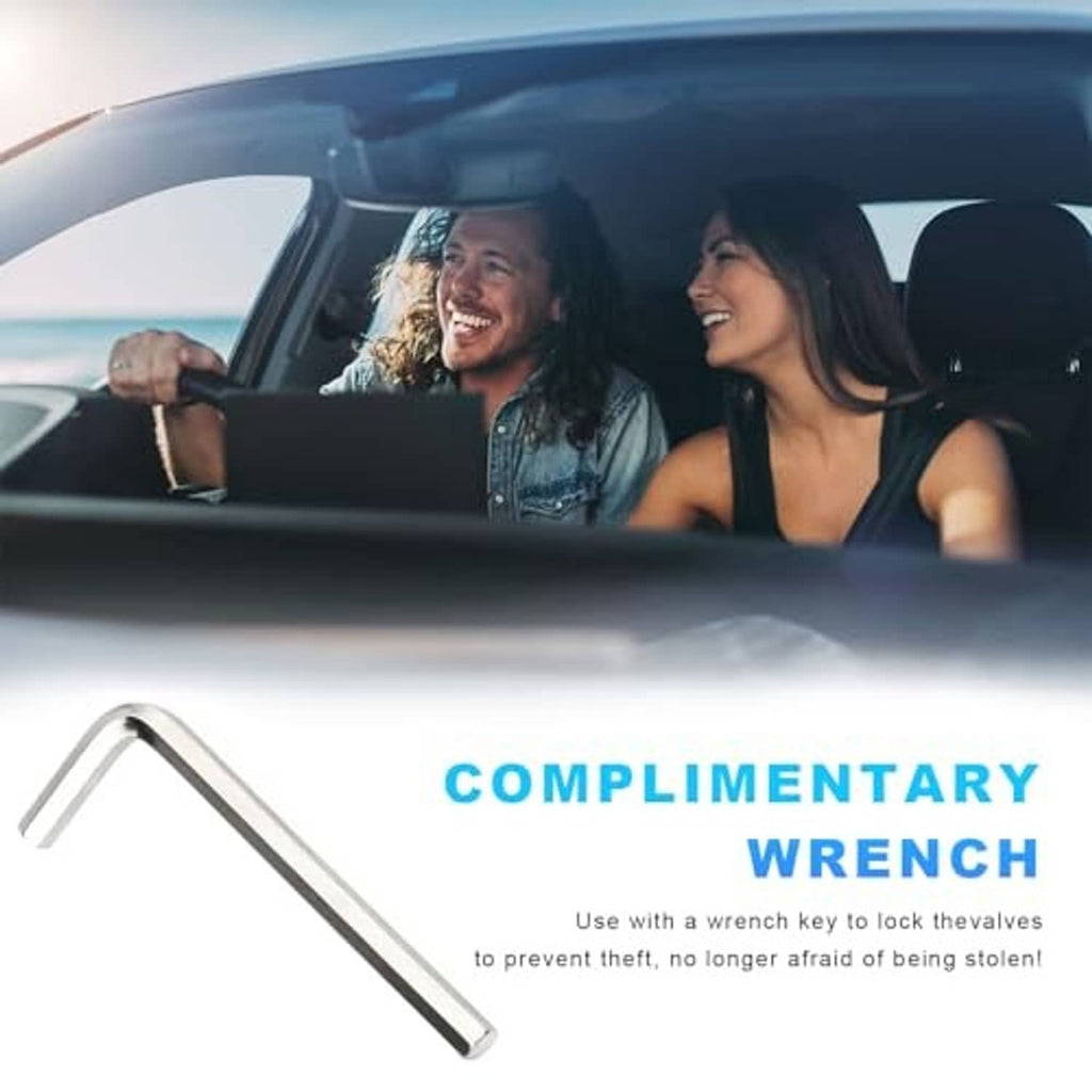 Chrome L-shaped wrench for tightening and locking tire valve caps