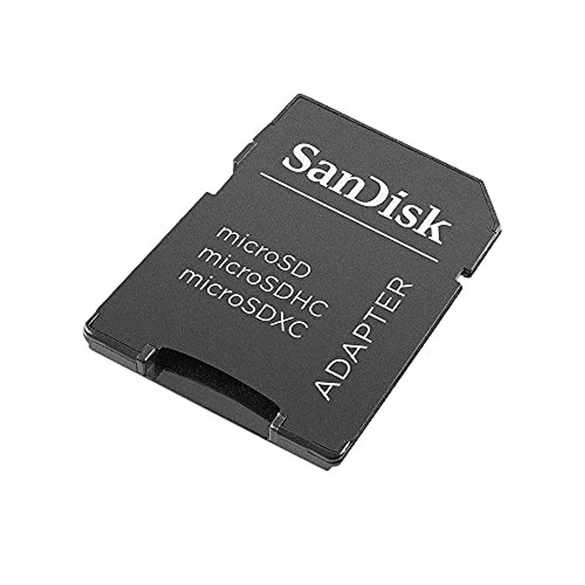 Black Sandisk microSD adapter with microsSD/microSDHC/microSDXC markings