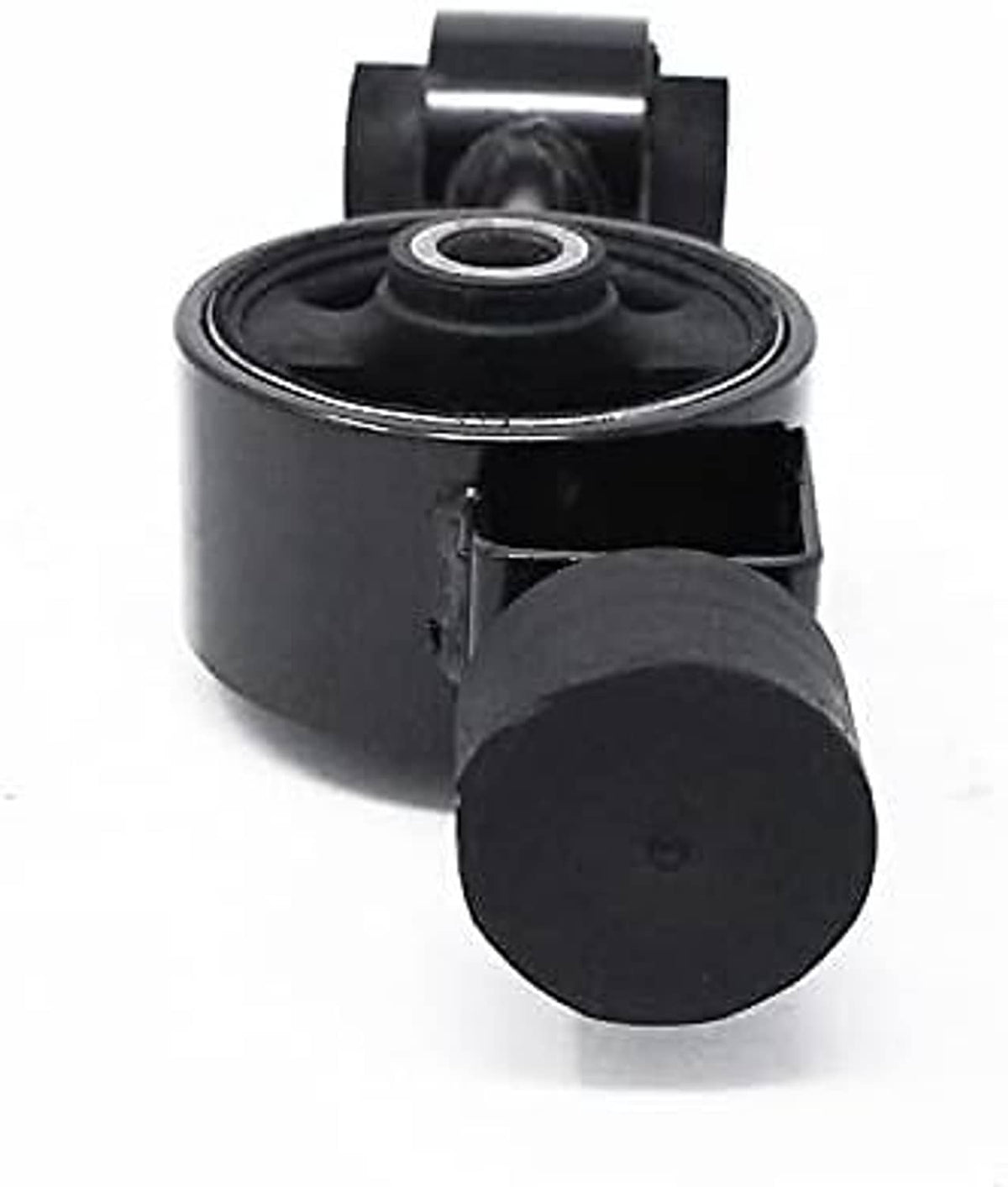 Engine motor mount upper torque strut with round mount and cylindrical stabilizer