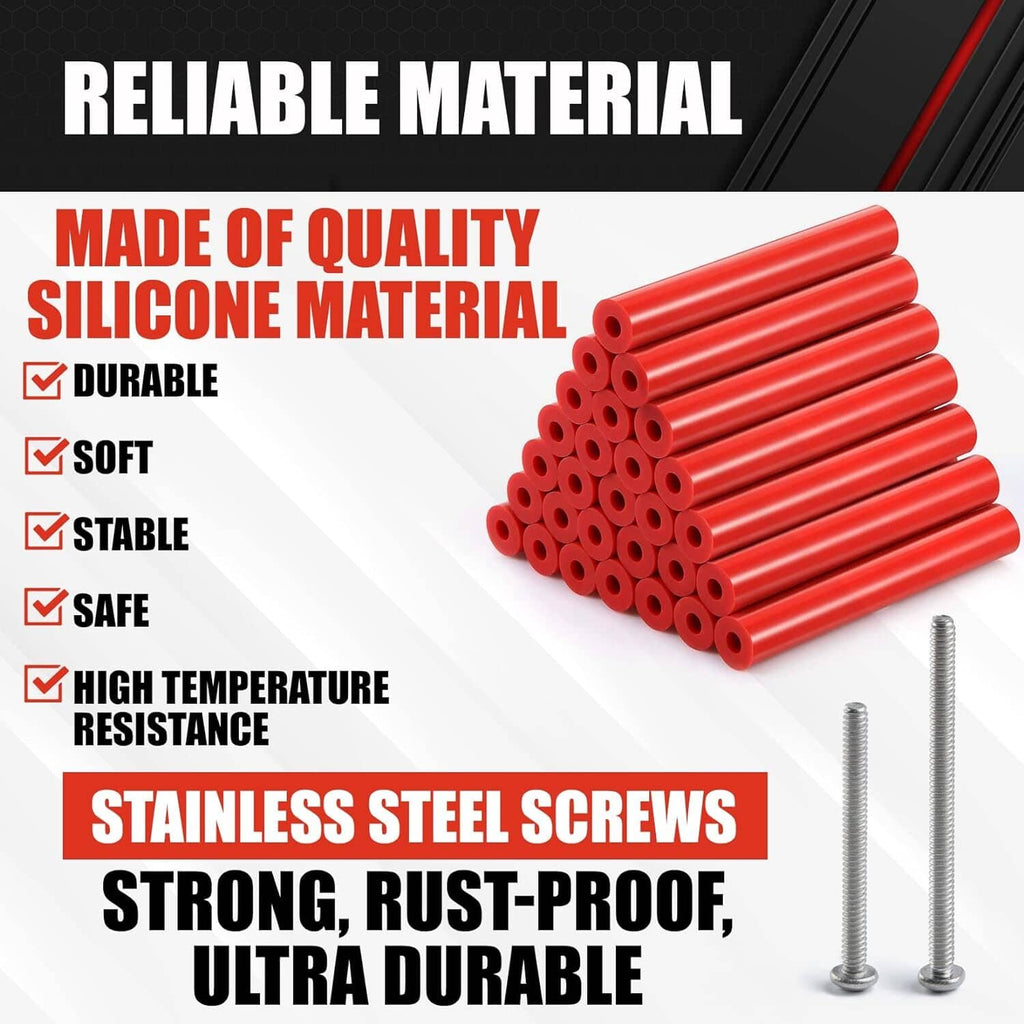 Red nonconductive outlet spacers and stainless steel long screws, 22-piece kit