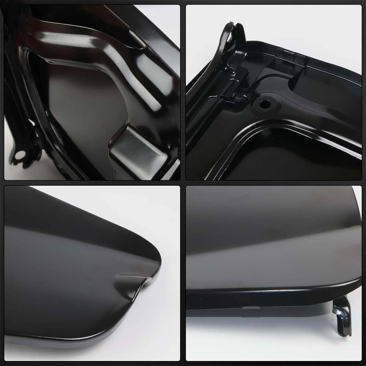 Black fuel filler lid cap installed on vehicle body near fuel filler opening