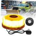 Amber LED magnetic strobe beacon light with round dome and black base, corded