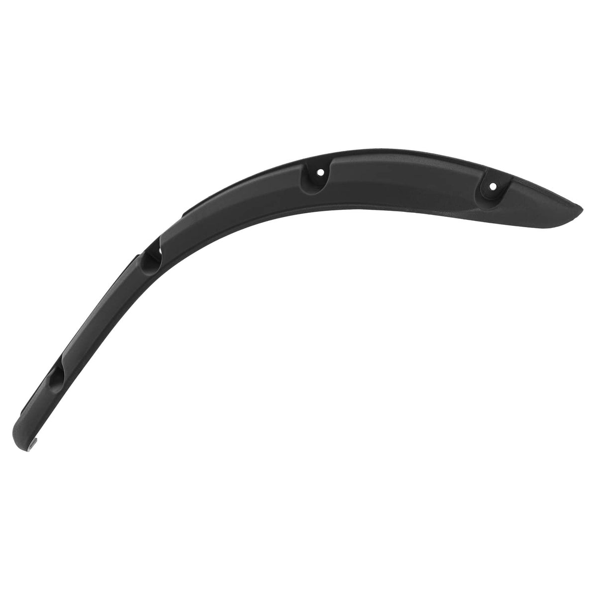 Black curved golf cart fender flare with mounting holes, plastic