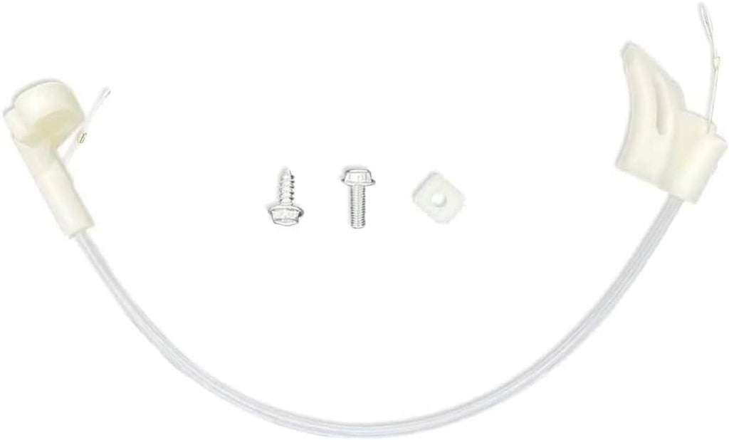 Gear shift indicator cable with two white connector ends and small metal screw and bracket
