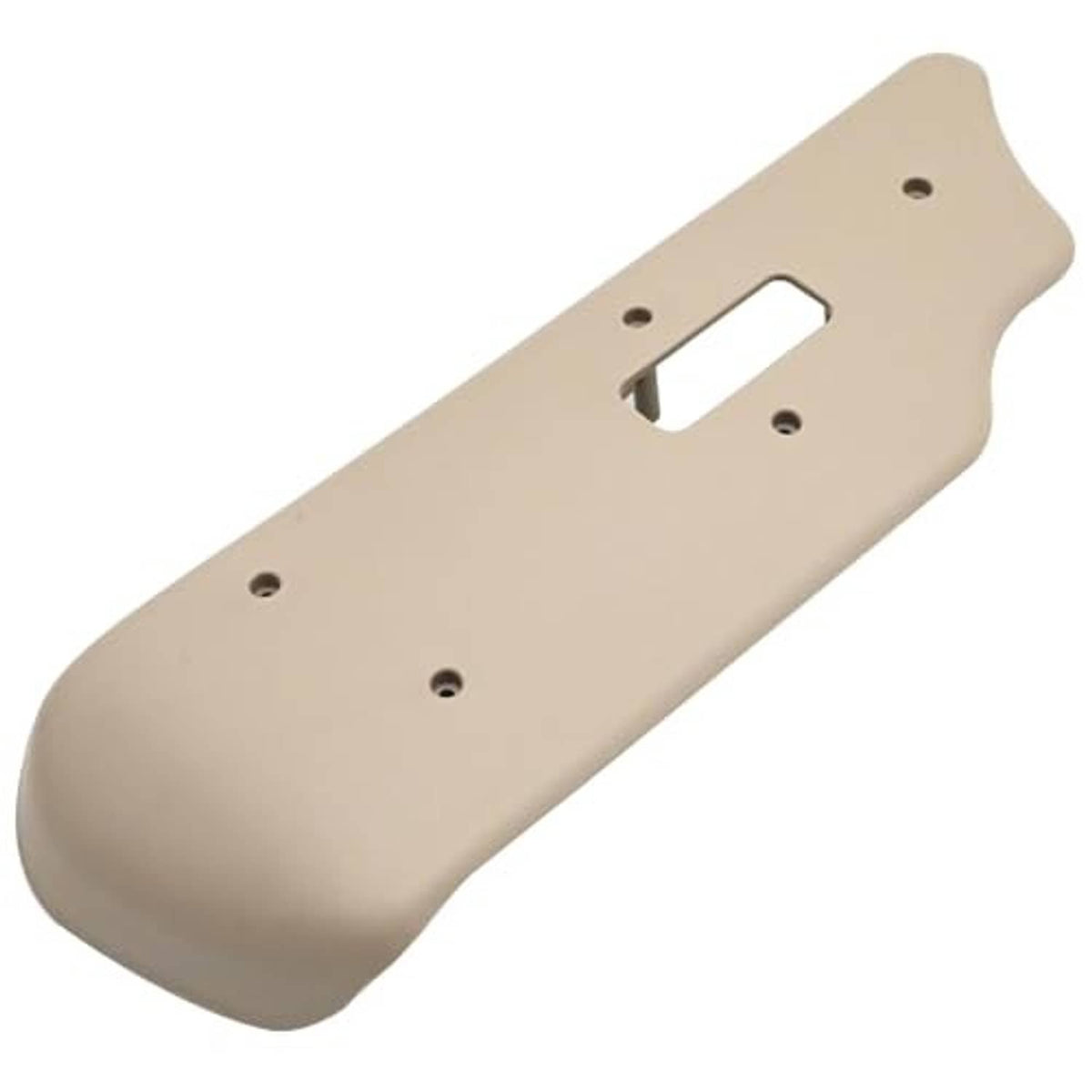 Beige power seat switch bezel with rectangular slot and mounting screw holes