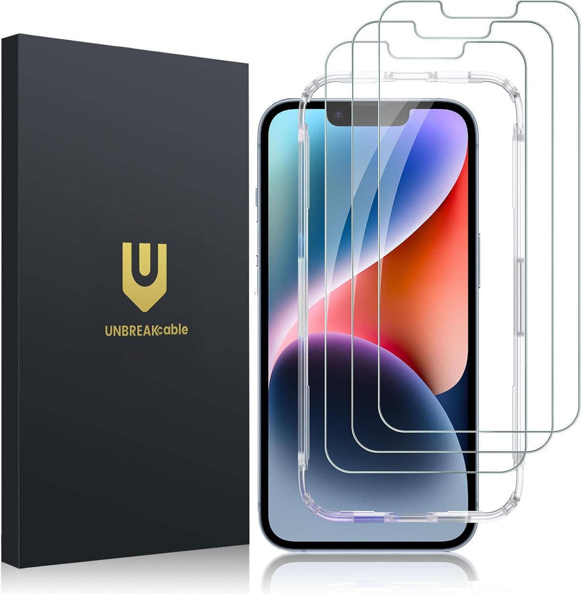 3-pack tempered glass screen protectors for iPhone, clear with rounded edges