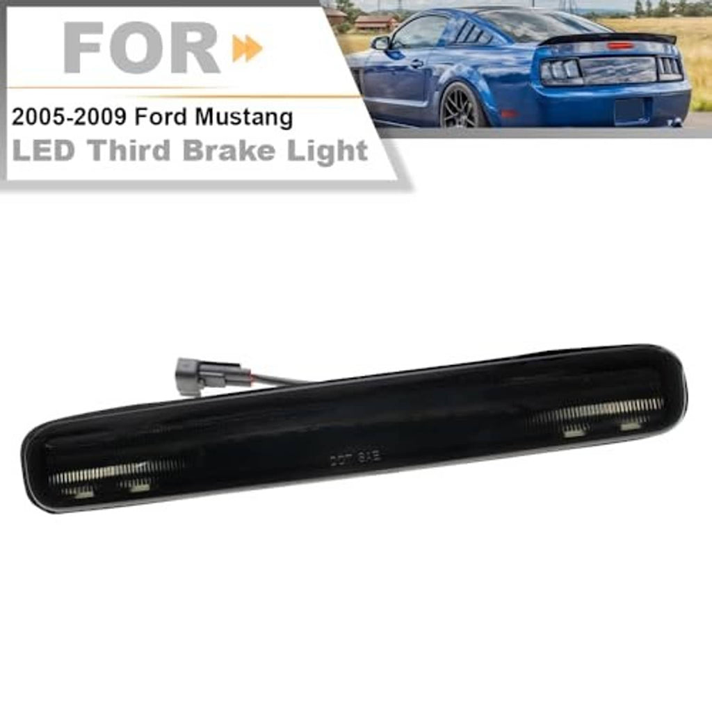 Smoked LED third brake light bar, black housing, long rectangular lens