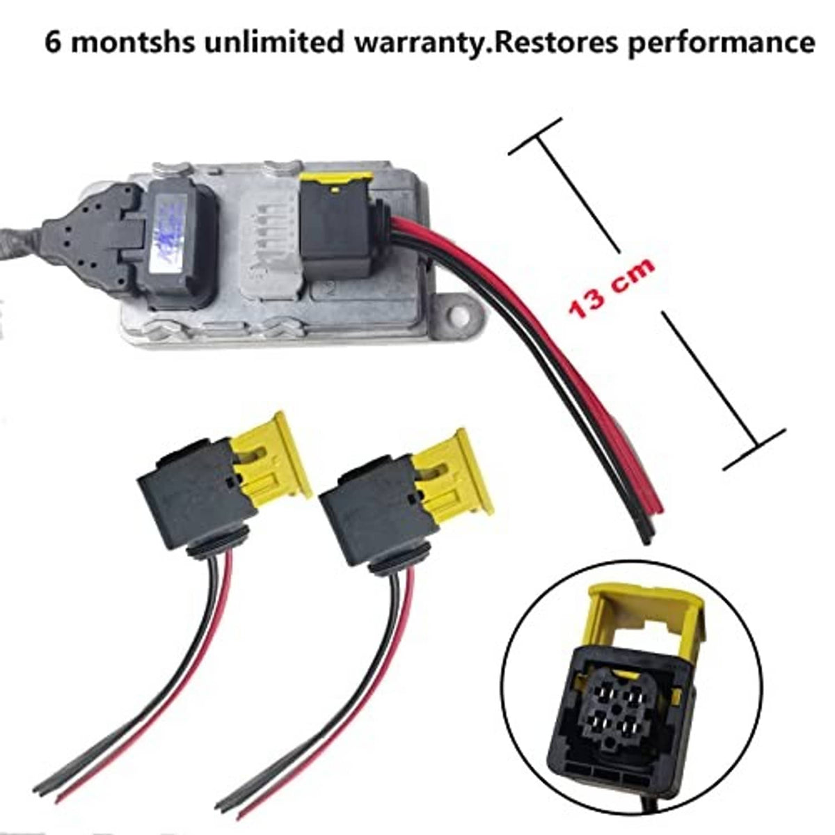 Vehicle sensor harness with grey module and two yellow 4-pin connector plugs