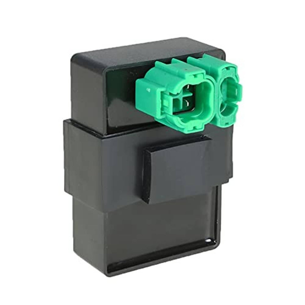 CDI ignition control module, black body with green multi-pin plug on top.