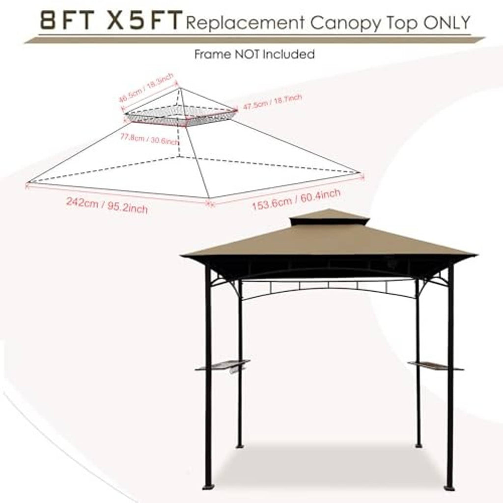 Khaki 5x8 replacement canopy top only, triangular roof panel