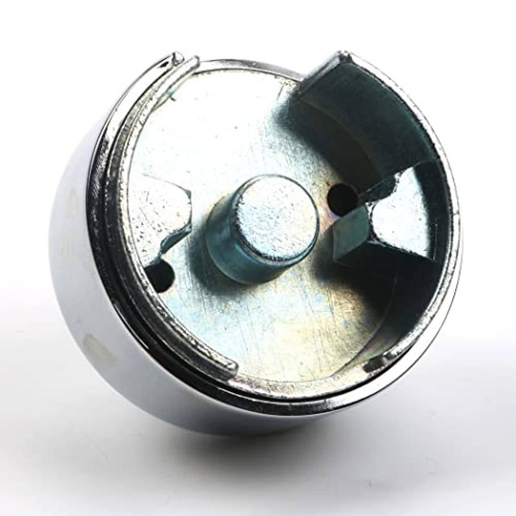Chrome mounting adapter underside interior with central post and mounting notches