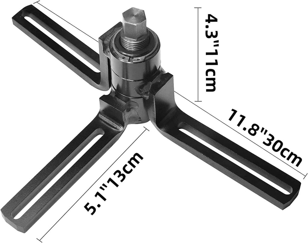 Crankcase splitter tool, wide U-shaped arms with central threaded post