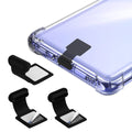 USB-C port dust plug caps set, black silicone pieces with latch shape