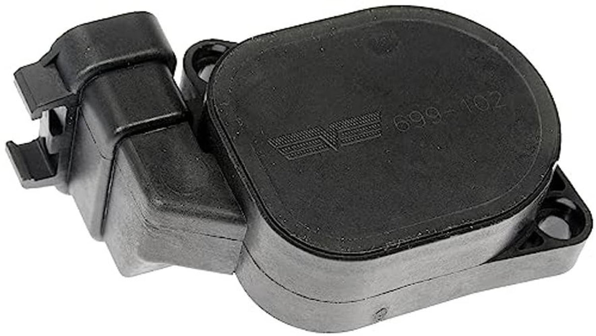Dark gray accelerator pedal sensor with black connector tabs and rounded body